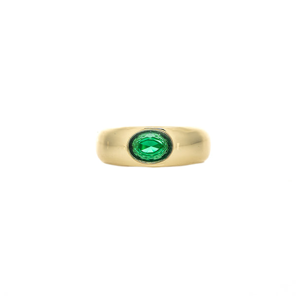 Emerald Oval CZ Band Ring