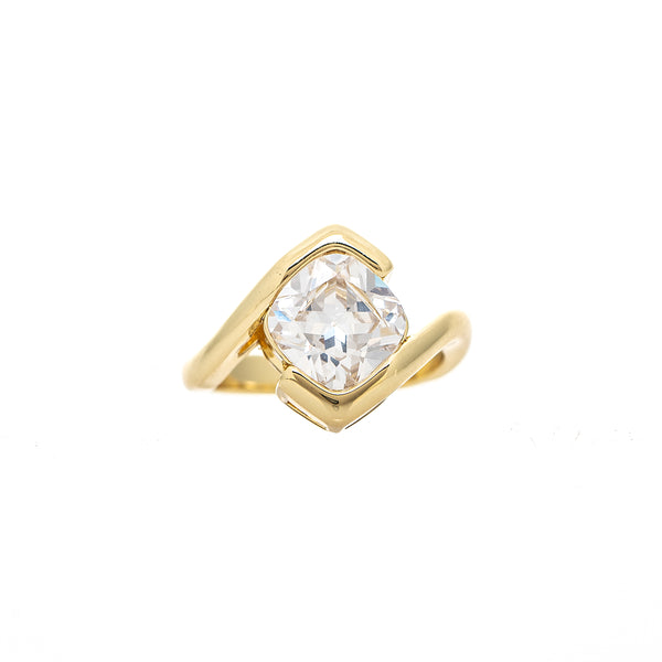 Cushion-Cut Sculptural CZ Ring