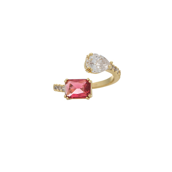 Pink and Clear CZ Wrap Ring