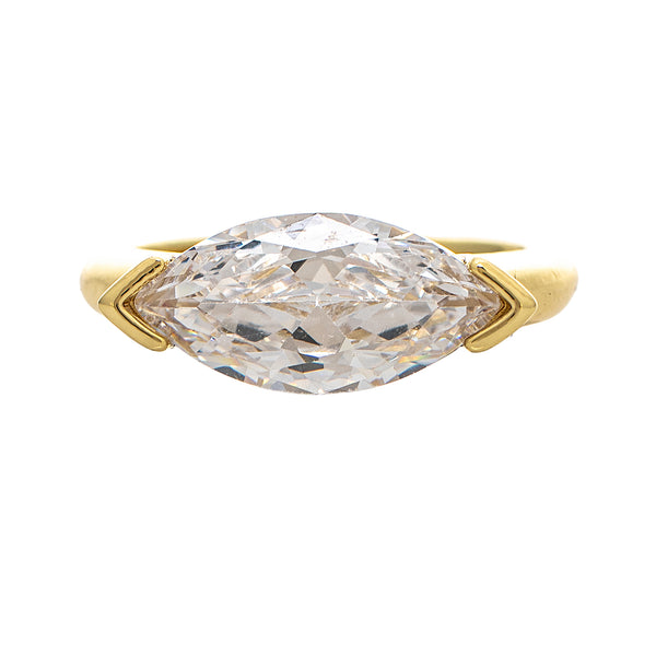Elongated Marquise Solitaire CZ Ring