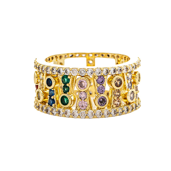 Multi Color CZ Band Ring