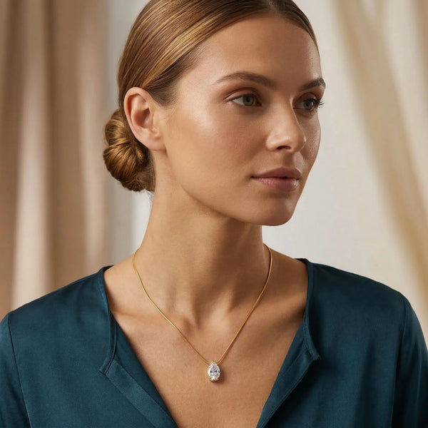 Pear CZ Solitaire Pendant
