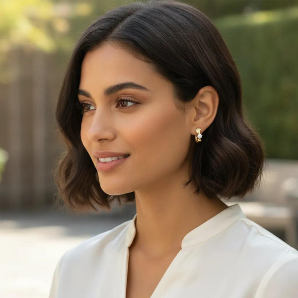 Pear CZ Hoop Earrings