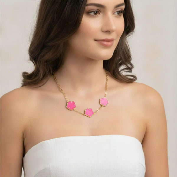 Pink Triple Flower Station Pendant