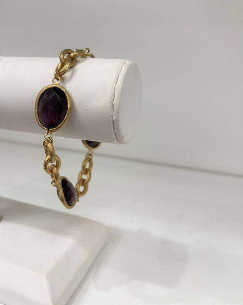 Cat's Eye Purple + Chain Bracelet - Closeout
