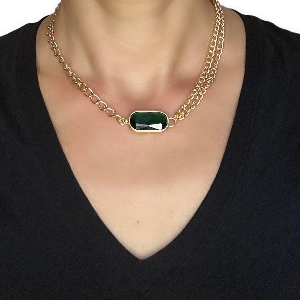 Vitrail Medium Necklace Crystal Large Pendant Emerald Cut Stone Brides –  Little Desirez Jewelry