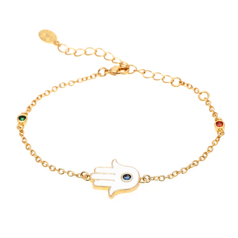Multi Color Hamsa Chain Bracelet