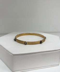 Rock Crystal Two Tone Bangle - Closeout