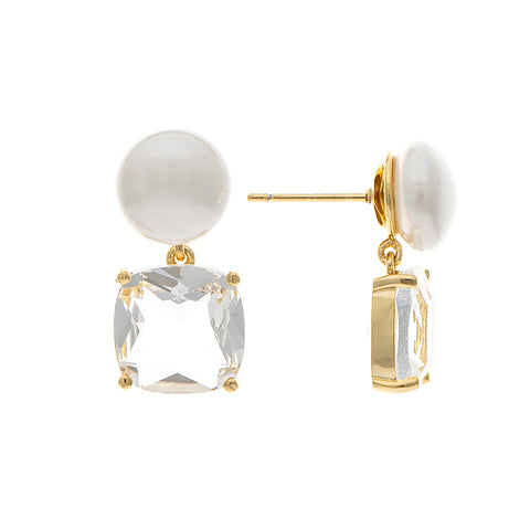 Pearl + CZ Drop Earring