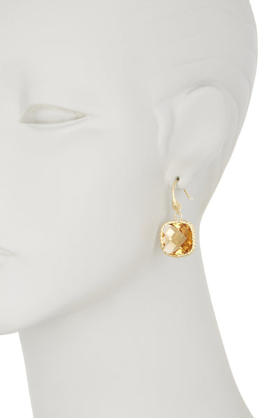 Citrine Cable Cushion Dangle Earrings - Closeout