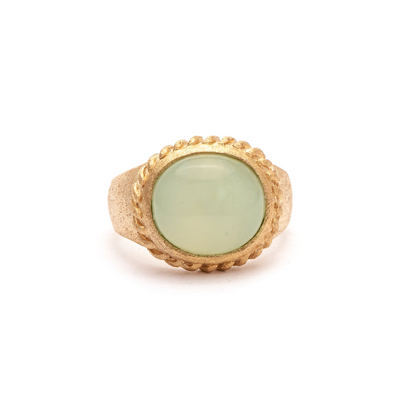 New Jade Oval East West Twisted Bezel Ring