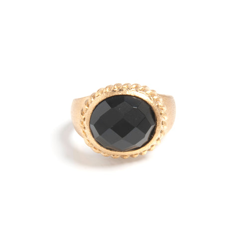 Onyx Oval East West Twisted Bezel Ring