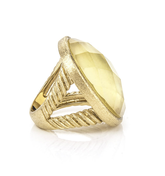 Lemon Chiffon Oval Doublet Ring - Closeout