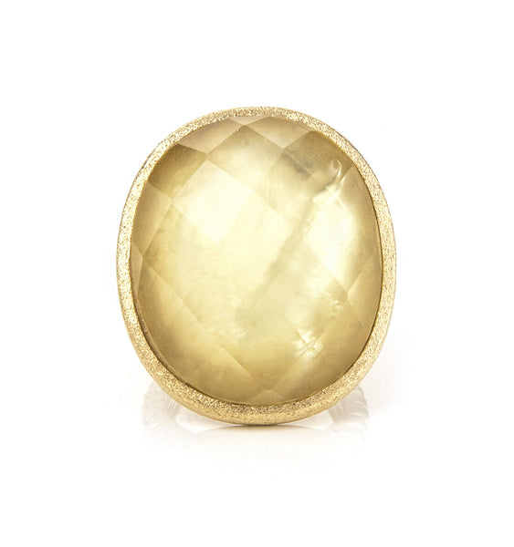 Lemon Chiffon Oval Doublet Ring - Closeout