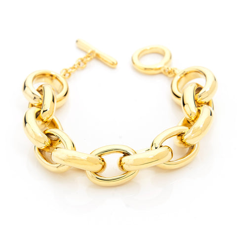 Rolo Link Bracelet Toggle Clasp 7.5" - Multiple Finishes Available