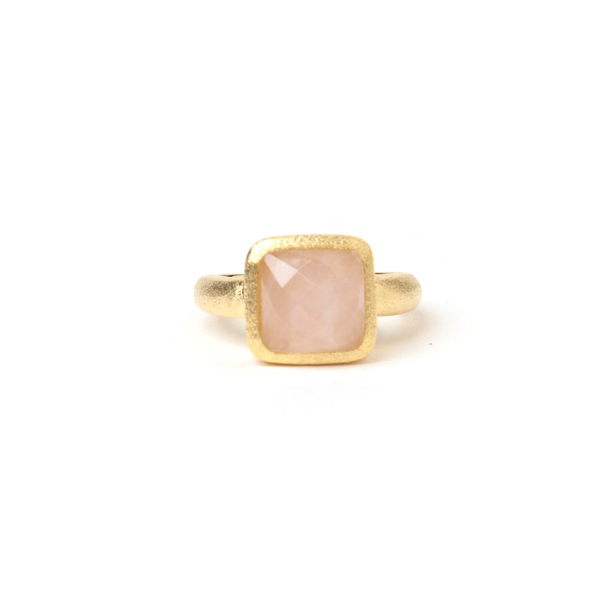 Rose Quartz Square Satin Stack Ring - Closeout – Rivka Friedman Jewelry