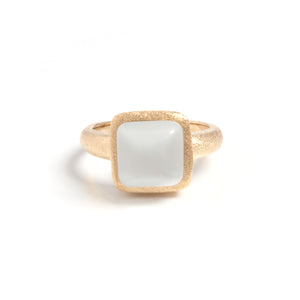 White Cat's Eye Square Satin Stack Ring - Closeout