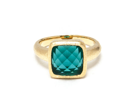 London Blue Square Satin Stack Ring