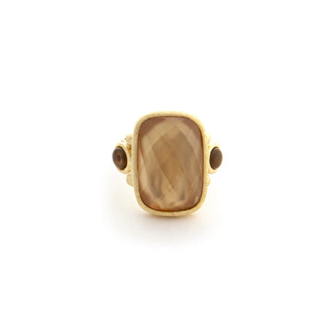 Citrine Crystal Doublet Cocktail Ring