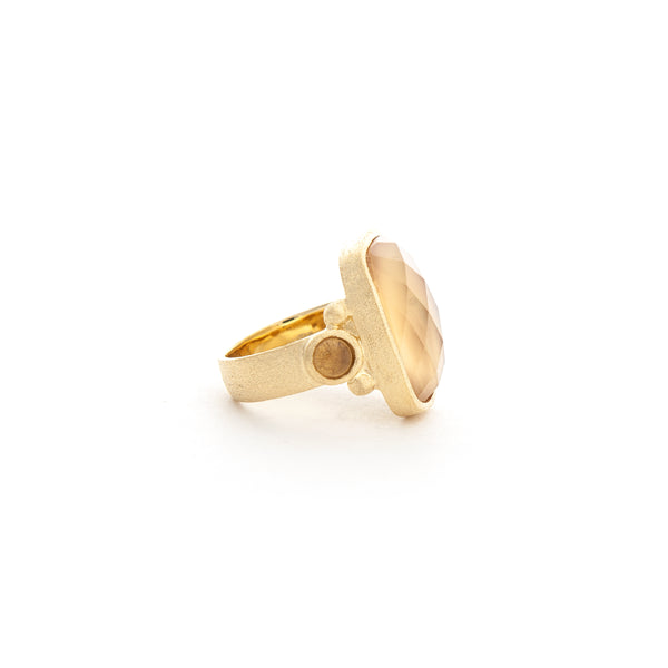 Citrine Crystal Doublet Cocktail Ring