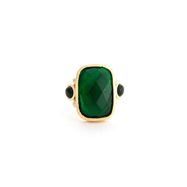 Emerald + Mother of Pearl Doublet Cocktail Ring - Closeout