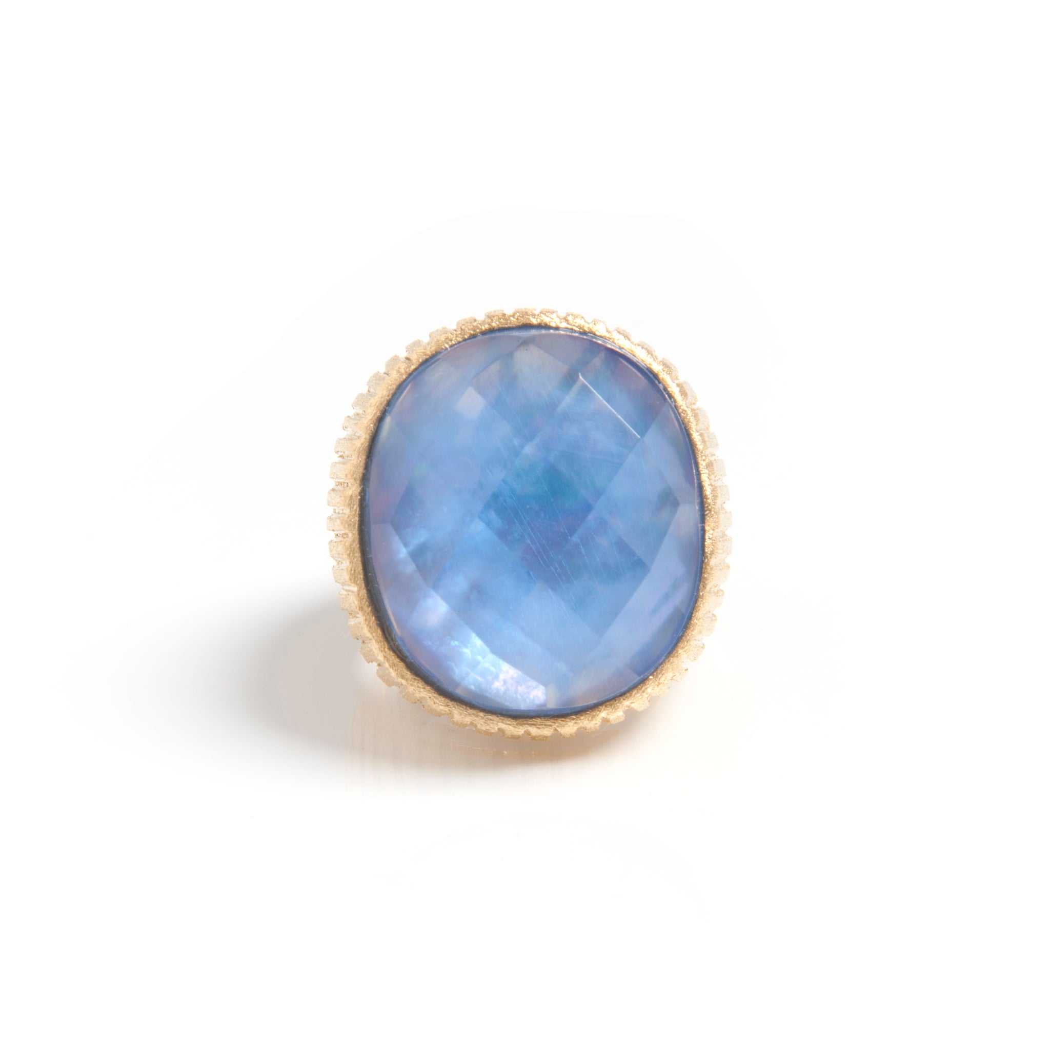 Swiss Blue Doublet Oval Cocktail Ring