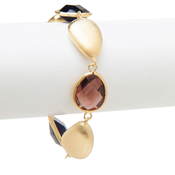 Sapphire + Raspberry + Satin Pebble Bracelet - Closeout