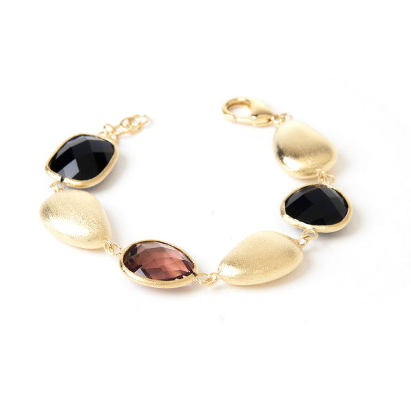 Sapphire + Raspberry + Satin Pebble Bracelet - Closeout