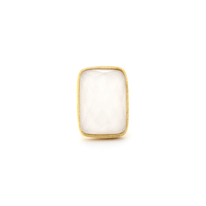 Rock Crystal Over Opal Doublet Bold Rectangular Open Shank Cocktail Ring