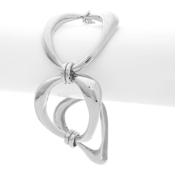 Rhodium Organic Oval Polished Toggle Bracelet - Closeout