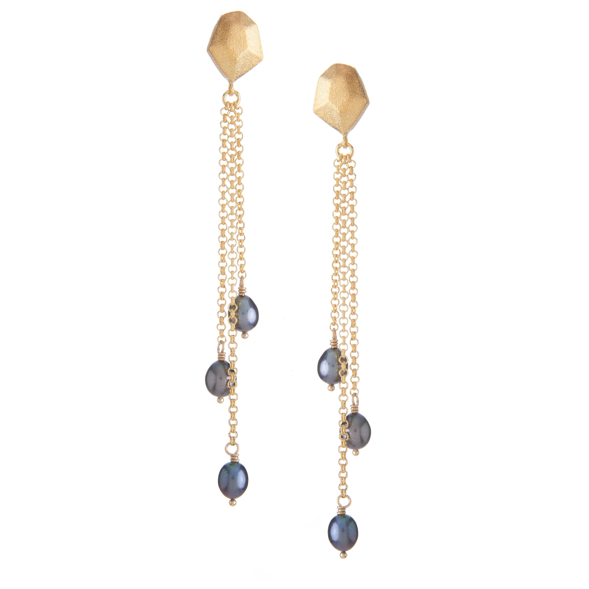 Black Pearl Multi Dangle Earrings - Closeout
