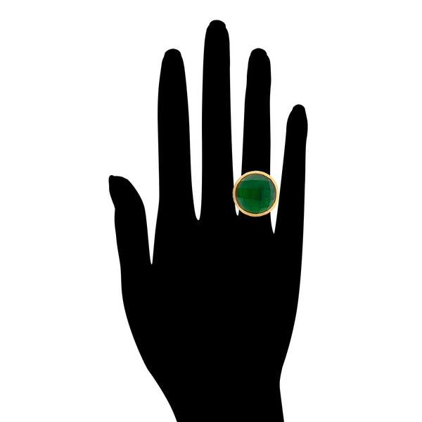 Emerald Crystal Round Cocktail Ring - Closeout