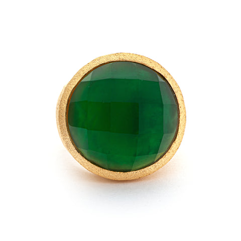 Emerald Crystal Round Cocktail Ring - Closeout