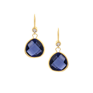 Iolite Teardrop + Simulated Diamond Accent Earrings - Closeout