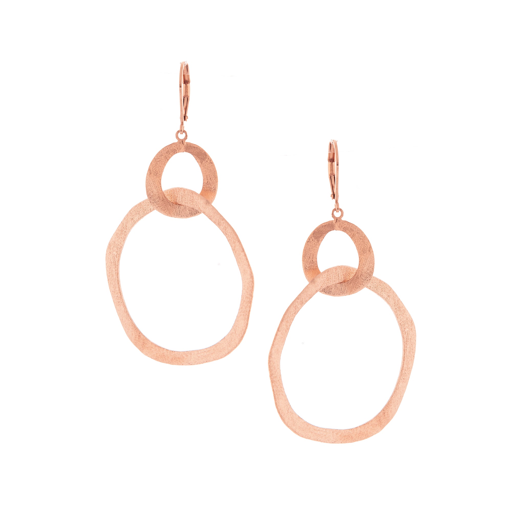 Organic Intertwined Round Rose Gold Dangle Earrings - Closeout