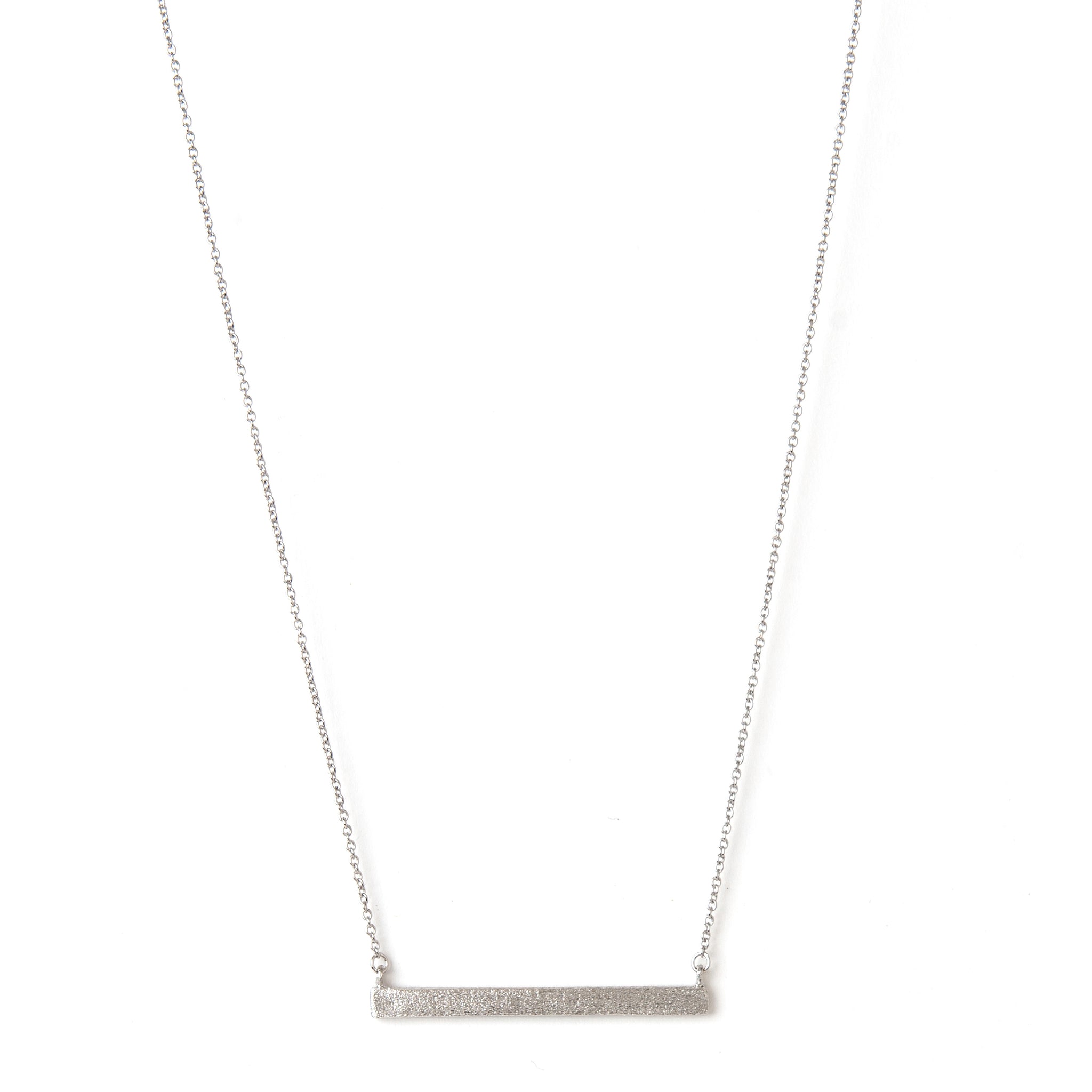 Rhodium Satin Bar Necklace - Closeout
