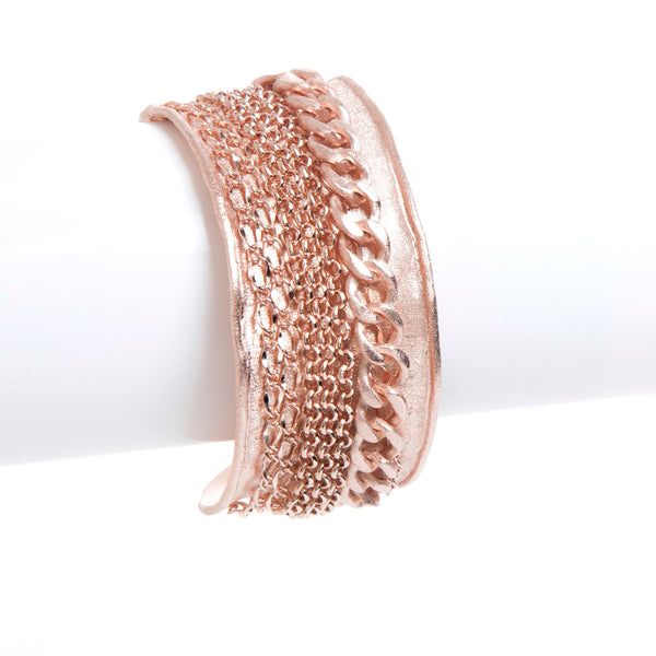 Rose Gold Mixed Chain Accent Cuff