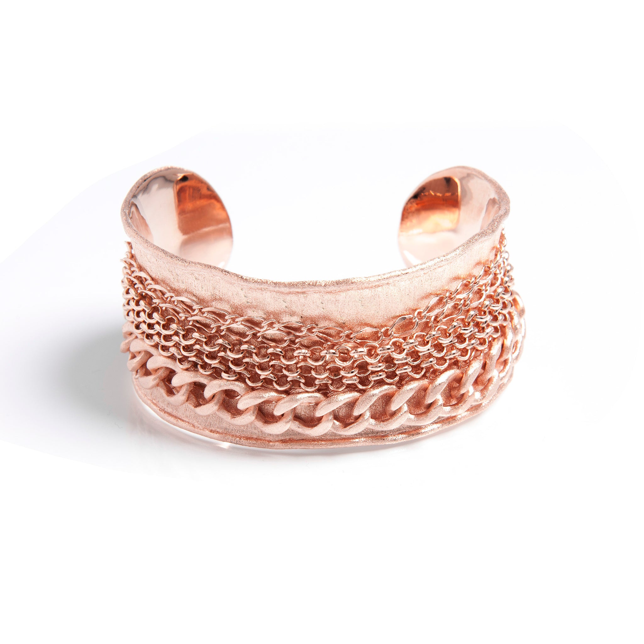 Rose Gold Mixed Chain Accent Cuff