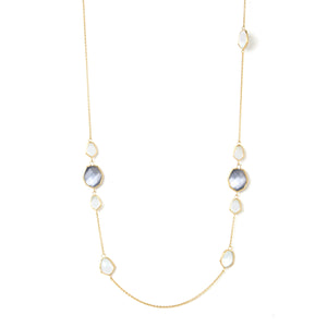 Grey + White Cat's Eye Deco Link Station Necklace - Closeout