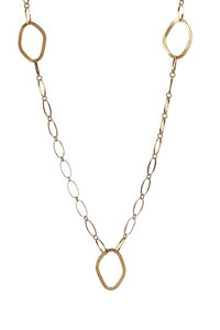 Rose Gold Elongated Satin Station Long Necklace - Closeout
