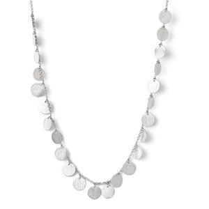 Rhodium Satin Multi Disc 18" Necklace - Closeout