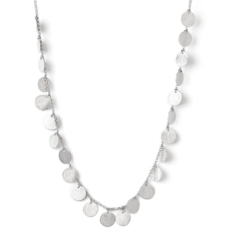 Rhodium Satin Multi Disc 18" Necklace - Closeout