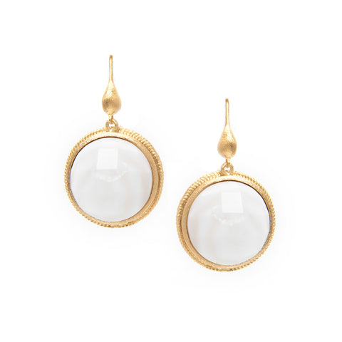 Mother of Pearl Round Drop Earrings - Closeout