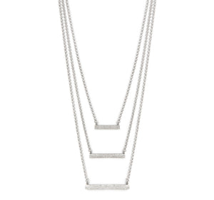 Rhodium Satin Layered Necklace - Closeout