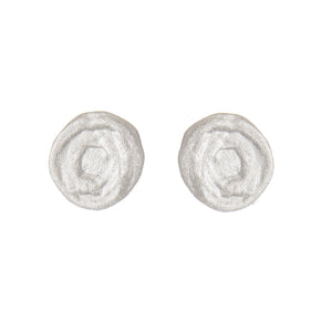 Swirl Disc Stud Rhodium Earrings - Closeout