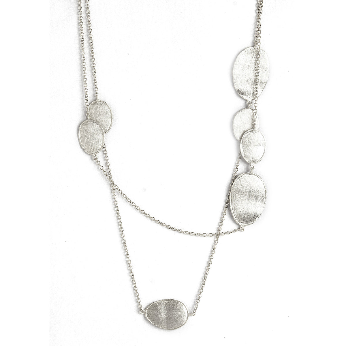 Rhodium Satin Oval Station Necklace – Rivka Friedman Jewelry