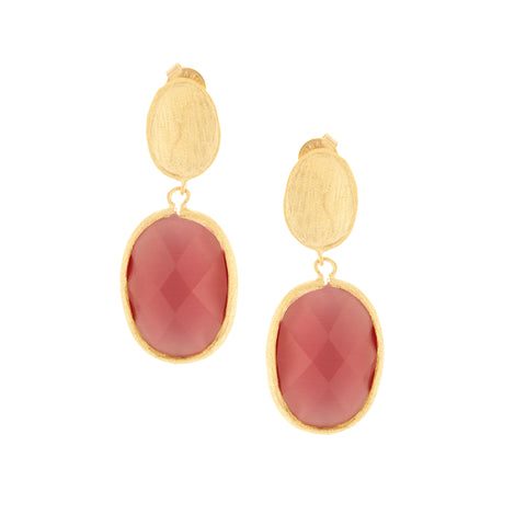 Cat's Eye Raspberry Drop Earrings - Closeout