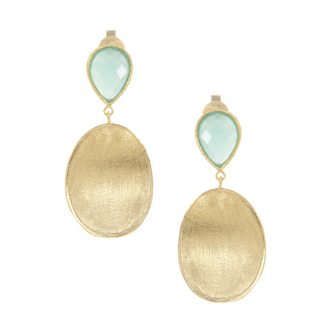 Mint Chalcedony + Satin Oval Drop Earrings - Closeout