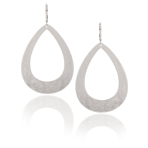 White Rhodium Bold Teardrop Dangles