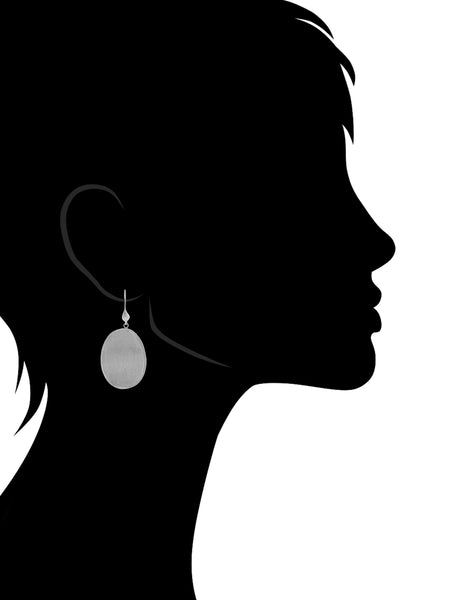 Organic Oval Satin Hook Earrings - Gold, Rose or Rhodium - Closeout
